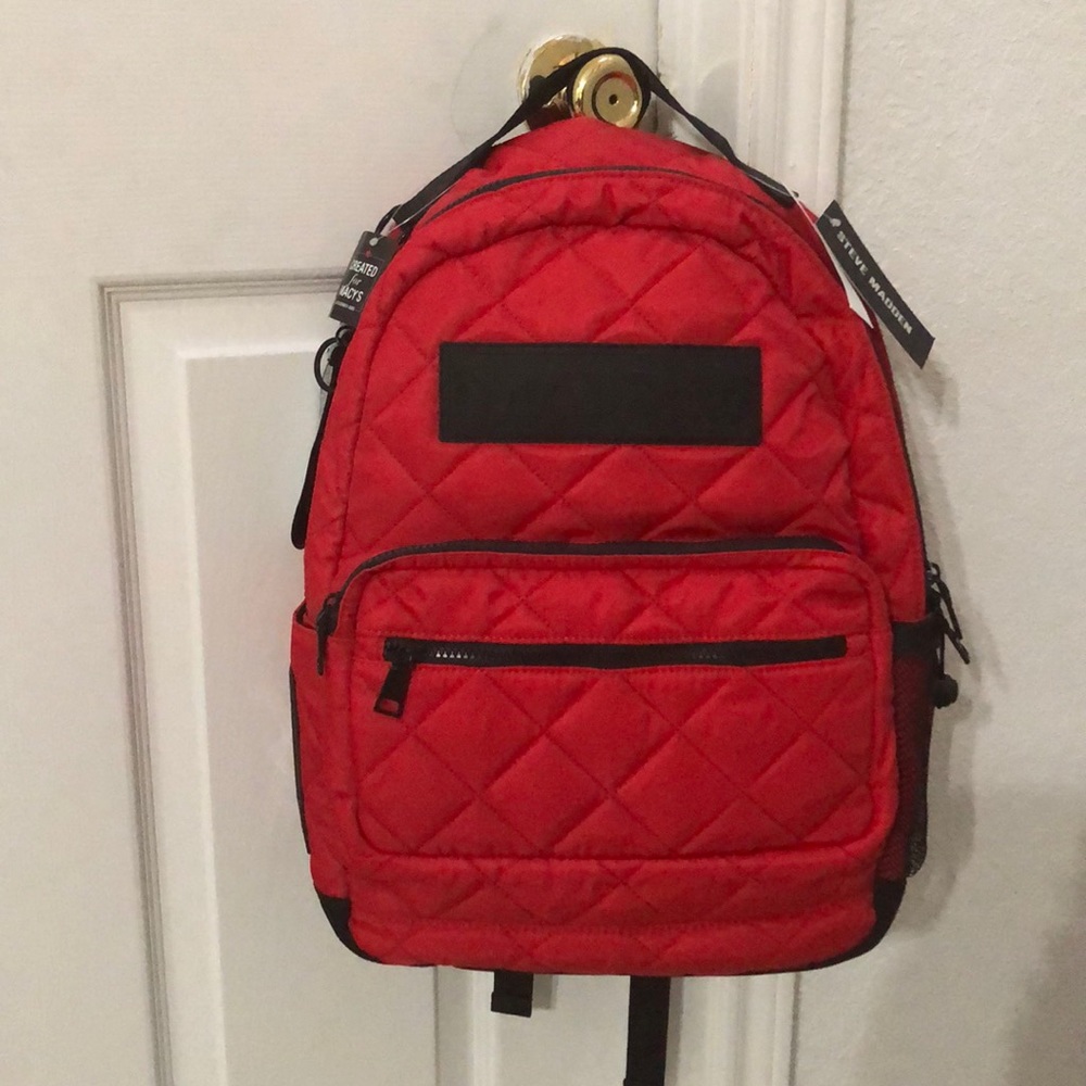 Steve Madden Red Quilted Backpack - Picture 2 of 8